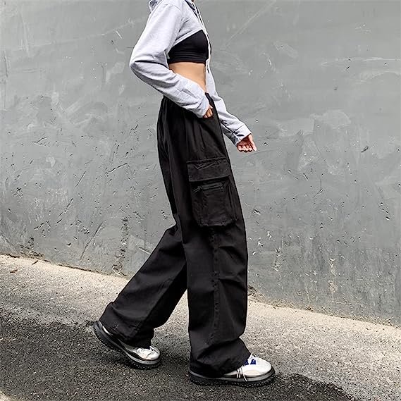 Women's Wide Leg Cargo Pants Loose Casual Street Pants With Pockets