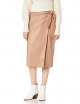 Women's Vegan Leather Wrap Front Midi Skirt