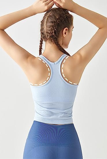 Workout Short Racerback Tank Tops for Women with Built in Bra