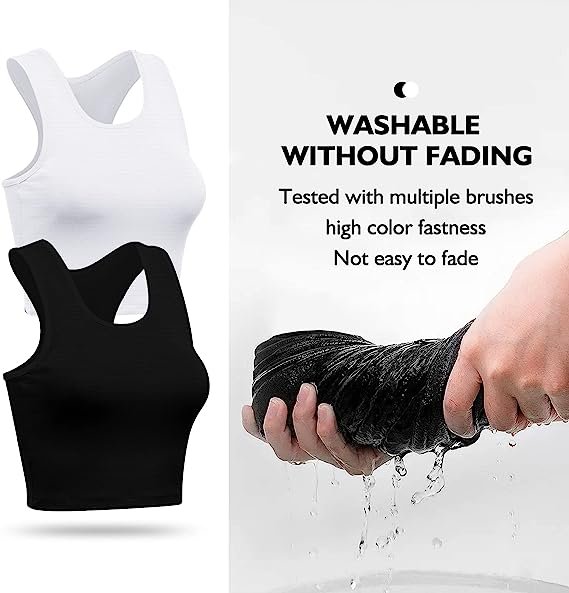 2pcs Women's Sports Tank Tops Crop Tops Black White Racerback Tank Tops