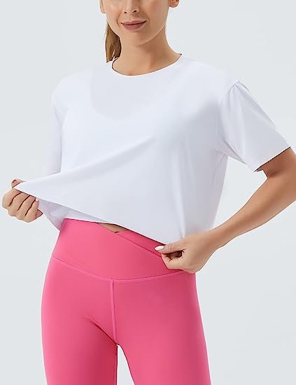 Women's Workout Cropped Loose Yoga Running T-Shirt