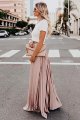 Women's High Waist Flowy Pleated Chiffon Maxi Skirt